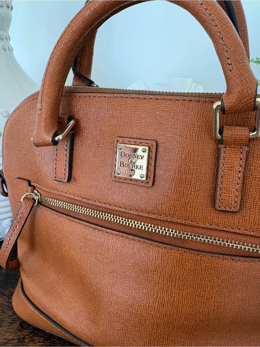 Dooney & Bourke Cognac Leather Dome Satchel